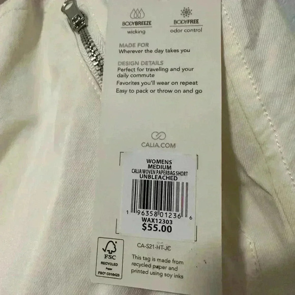 CALIA by Carrie Underwood Women Paperbag Waist Shorts Unbleached Medium WAX12303 - Picture 2 of 5